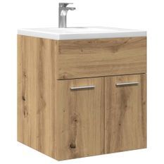 Armoire lavabo de salle de bain chêne artisanal bois ingénierie