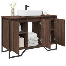 Armoire lavabo de salle de bain chêne marron 91x35x60 cm