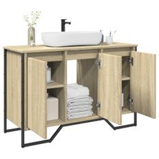 Armoire lavabo de salle de bain chêne sonoma 91x35x60 cm