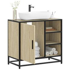 Armoire lavabo de salle de bain chêne sonoma bois d'ingénierie