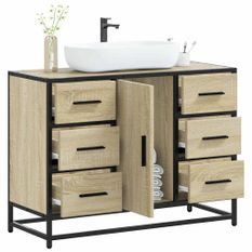 Armoire lavabo de salle de bain chêne sonoma bois d'ingénierie