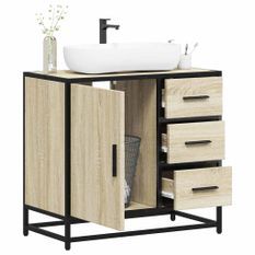 Armoire lavabo de salle de bain chêne sonoma bois d'ingénierie