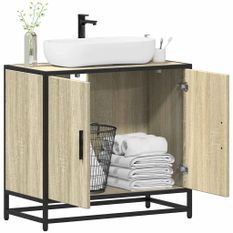 Armoire lavabo de salle de bain chêne sonoma bois d'ingénierie