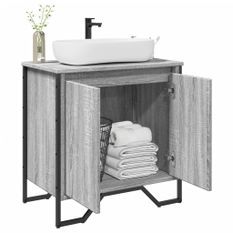 Armoire lavabo de salle de bain sonoma gris 60x35x60 cm