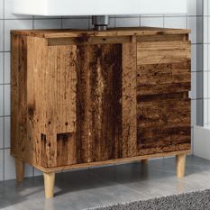 Armoire lavabo vieux bois 65x33x60 cm bois d'ingénierie