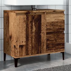 Armoire lavabo vieux bois 65x33x60 cm bois d'ingénierie