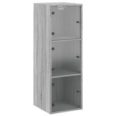 Armoire murale avec portes en verre sonoma gris 35x37x100 cm