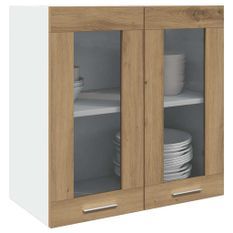 Armoire murale de cuisine avec porte en verre chêne artisanal