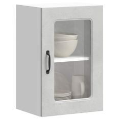 Armoire murale de cuisine avec porte en verre Kalmar gris béton