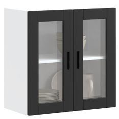 Armoire murale de cuisine avec porte en verre Porto noir