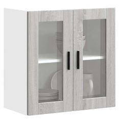 Armoire murale de cuisine avec porte en verre Porto sonoma gris