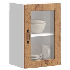 Armoire murale de cuisine avec porte en verre Porto vieux bois