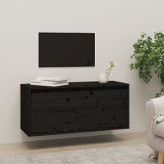 Armoire murale Noir 80x30x35 cm Bois de pin massif