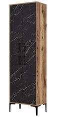 Armoire polyvalente bois noyer et noir effet marbre Kliko 60 cm