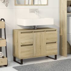 Armoire salle de bain chêne sonoma 80x33x60cm bois d'ingénierie