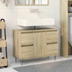 Armoire salle de bain chêne sonoma 80x33x60cm bois d'ingénierie