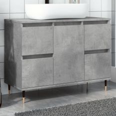 Armoire salle de bain gris béton 80x33x60cm bois d'ingénierie