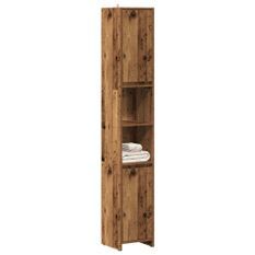 Armoire salle de bain vieux bois 30x30x183,5 cm bois ingénierie