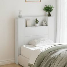 Armoire tête de lit avec LED blanc 100x16,5x103,5 cm