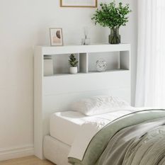 Armoire tête de lit avec LED blanc 100x17x102 cm