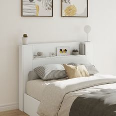 Armoire tête de lit avec LED blanc 140x16,5x103,5 cm