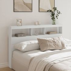 Armoire tête de lit avec LED blanc 160x17x102 cm