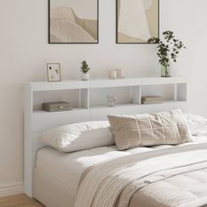 Armoire tête de lit avec LED blanc 180x17x102 cm