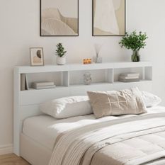 Armoire tête de lit avec LED blanc 200x17x102 cm