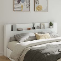 Armoire tête de lit avec LED blanc 220x16,5x103,5 cm