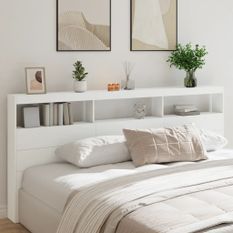 Armoire tête de lit avec LED blanc 220x17x102 cm