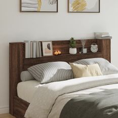 Armoire tête de lit avec LED chêne marron 180x16,5x103,5 cm