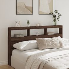 Armoire tête de lit avec LED chêne marron 180x17x102 cm