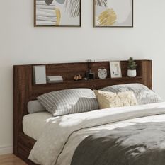 Armoire tête de lit avec LED chêne marron 200x16,5x103,5 cm