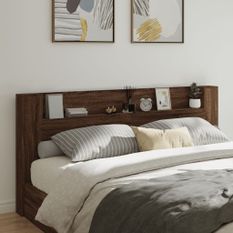 Armoire tête de lit avec LED chêne marron 220x16,5x103,5 cm