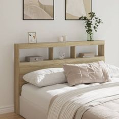 Armoire tête de lit avec LED chêne sonoma 160x17x102 cm