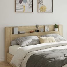 Armoire tête de lit avec LED chêne sonoma 220x16,5x103,5 cm