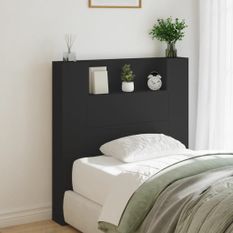 Armoire tête de lit avec LED noir 100x16,5x103,5 cm