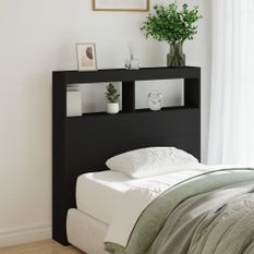 Armoire tête de lit avec LED noir 100x17x102 cm