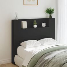 Armoire tête de lit avec LED noir 120x16,5x103,5 cm