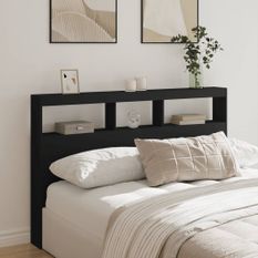 Armoire tête de lit avec LED noir 160x17x102 cm