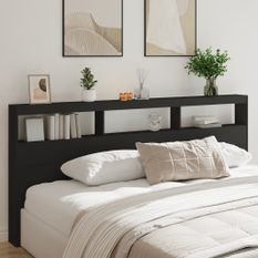 Armoire tête de lit avec LED noir 220x17x102 cm