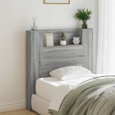 Armoire tête de lit avec LED sonoma gris 100x16,5x103,5 cm