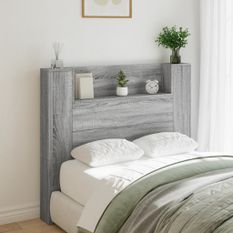 Armoire tête de lit avec LED sonoma gris 120x16,5x103,5 cm