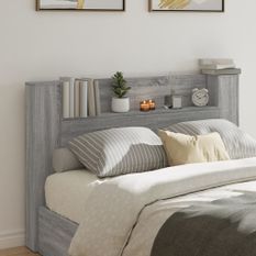Armoire tête de lit avec LED sonoma gris 160x16,5x103,5 cm