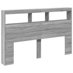 Armoire tête de lit avec LED sonoma gris 160x17x102 cm