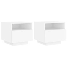 Armoires de chevet avec lumières LED 2 pcs blanc 40x39x37 cm