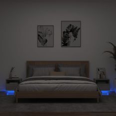 Armoires de chevet avec lumières LED 2 pcs sonoma gris