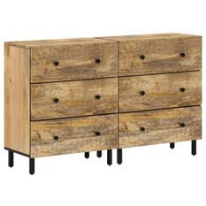 Armoires latérales 2pcs noir 60x33x75cm bois massif de manguier