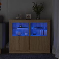 Armoires latérales et lumières LED 2 pcs chêne sonoma