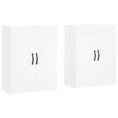 Armoires murales 2 pcs blanc bois d'ingénierie